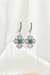 May birthstone Emerald filigree cross earrings with Victorian inspired sterling silver design