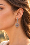 Handmade 925 silver three-petal cross earrings with Natural Ruby Corundum gemstone