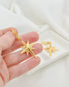 18K gold plated Polaris starburst earrings with traditional openwork filigree design
