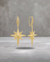 18K Gold Plated Sterling Silver North Star Polaris Filigree Dangle Earrings