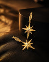 18K Gold Plated Sterling Silver North Star Polaris Filigree Dangle Earrings