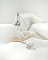 Handmade Polaris North Star filigree earrings with celestial sterling silver starburst design