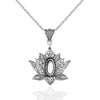 925 Sterling Silver Lotus Flower Pendant Necklace (Without Gemstone)
