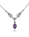 Amethyst Silver Gothic Necklace Whimsigoth Jewelry, Sterling Silver, Handmade Filigree Art, February Birthstone