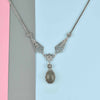 Gray Moonstone Silver Vintage Filigree Necklace, Handcrafted Healing Stone Flower Detailed Edwardian Women Necklace