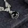Black Onyx Silver Vintage Gothic Flower Necklace, Unique Handmade Daisy Detailed Floral Bridal Statement Necklace Jewelry