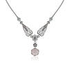 Rutilated Quartz Silver Boho Wedding Necklace, Sterling Silver Crystal Handmade Vintage Style Statement Jewelry