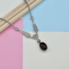 Gray Moonstone Silver Edwardian Filigree Necklace, Handmade Heart & Daisy Flower Charm Choker Necklace Jewelry
