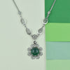 Green Agate Silver Vintage Filigree Flower Necklace, Handmade Daisy Detailed Floral Celtic Bridal Statement Necklace Jewelry 925