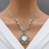 Mother of Pearl Silver Filigree Flower Necklace, Floral Design Handcrafted Large Edwardian Statement Jewelry