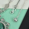 Silver Filigree Green Malachite Necklace, Detailed Flower Design, Large Boho Statement Jewelry