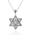 Sterling Silver Amethyst Jewish Star Necklace, Filigree Star of David Israeli Jewelry