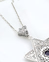Sterling Silver Amethyst Jewish Star Necklace, Filigree Star of David Israeli Jewelry