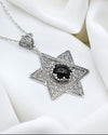 925 Sterling Silver Black Onyx Jewish Star Necklace, Filigree Star of David Jewish Jewelry