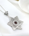 Sterling Silver Carnelian Star of David Necklace Judaica Jewelry Magen David Pendant Religious Gift