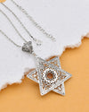 Sterling Silver Citrine Jewish Boho Star Necklace, Filigree Pendant Jewelry