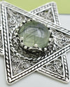 925 Sterling Silver Prehnite Jewish Star Necklace, Filigree Star of David Jewish Jewelry