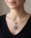 925 Sterling Silver Prehnite Jewish Star Necklace, Filigree Star of David Jewish Jewelry