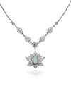 Pink Chalcedony Lotus Flower Choker Necklace, Handmade Filigree Jewelry