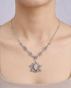 Pink Chalcedony Lotus Flower Choker Necklace, Handmade Filigree Jewelry