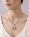 Pink Chalcedony Lotus Flower Choker Necklace, Handmade Filigree Jewelry