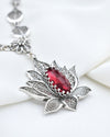 Ruby Gemstone Silver Gothic Lotus Flower Choker Necklace, Handmade Filigree Jewelry