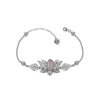 Filigree Art Silver Rose Quartz Gemstone Lotus Flower Design Woman Link Bracelet