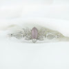 Filigree Art Silver Rose Quartz Gemstone Lotus Flower Design Woman Link Bracelet