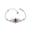 Filigree Art Silver Carnelian Gemstone Lotus Flower Design Woman Link Bracelet