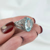Filigree Art Blue Topaz Gemstone Angel Design Women Silver Cocktail Ring