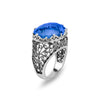 Filigree Art Blue Quartz Gemstone Women Silver Dome Statement Ring FiligranIst