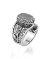 Filigree Art Gray Moonstone Gemstone Tulip Detailed Silver Women Statement Ring FiligranIst