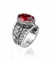 Filigree Art Ruby Quartz Gemstone Tulip Detailed Silver Women Statement Ring