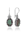 Filigree Art Alexandrite Gemstone Crown Figured Women Silver Oval Drop Earrings