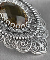 Filigree Art Alexandrite Gemstone Floral Figured Women Silver Oval Pendant Necklace