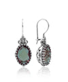 Filigree Art Alexandrite Gemstone Heart Detailed Women Silver Oval Drop Earrings