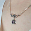 925 Sterling Silver Filigree Art Amethyst / Blue Topaz Heart to Heart Choker Necklace