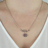925 Sterling Silver Filigree Art Amethyst / Blue Topaz Heart to Heart Choker Necklace