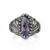 Sterling Silver Filigree Art Amethyst Angel Cocktail Ring