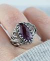 Filigree Art Amethyst Gemstone Angel Design Women Silver Cocktail Ring - Filigranist Jewelry