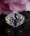 Sterling Silver Filigree Art Amethyst Angel Cocktail Ring