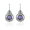 925 Sterling Silver Filigree Art Amethyst Gemstone Floral Drop Earrings