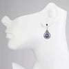 925 Sterling Silver Filigree Art Amethyst Gemstone Floral Drop Earrings