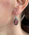 Filigree Art Amethyst Gemstone Heart Detailed Women Silver Oval Drop Earrings