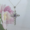 Filigree Art Amethyst Gemstone Silver Cross Design Women Pendant Necklace - Filigranist Jewelry