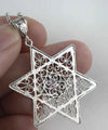 Filigree Art Amethyst Gemstone Star of David Women Silver Pendant Necklace