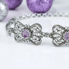 Filigree Art Amethyst Gemstone Women Butterfly Silver Link Bracelet - Filigranist Jewelry