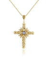 Filigree Art Amethyst Gemstone Women Gold Plated Silver Cross Pendant Necklace