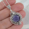 Filigree Art Amethyst Gemstone Women Silver Boho Pendant Necklace