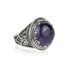 Sterling Silver Filigree Art Amethyst Gemstone Bold Statement Ring